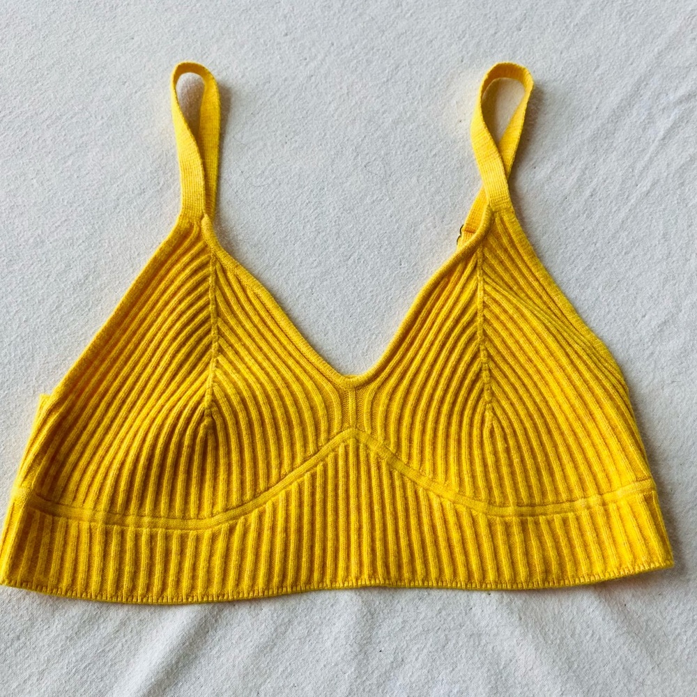 Yellow knit crop top